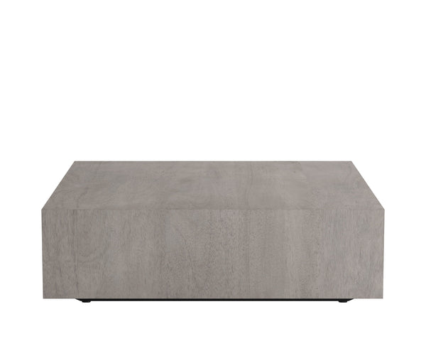Sunpan Frezco Coffee Table - Modern Minimalist Design in Solid Oak with Whitewash Finish for Your Home Square - 59W x 59D x 16.5H