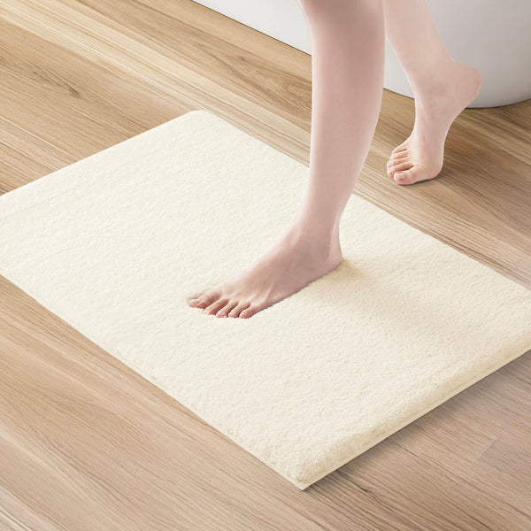 JLA Home Madison Park Signature - Bath Plush High-Pile Rug with Quick-Dry Technology, Non-Skid Backing, OEKO-TEX Certified Comfort Cream MPS72-168