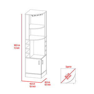 English Elm Seattle Tall Bar Cabinet with Eight Bottle Cubbies Open Shelving and Enclosed Storage B128P322509