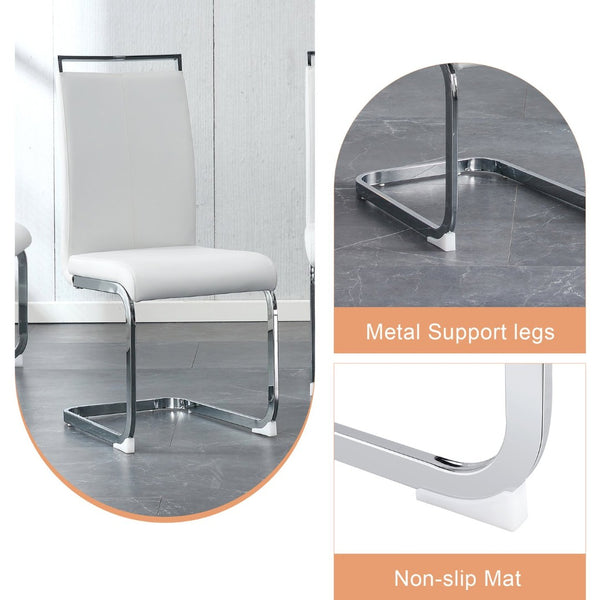 English Elm Table And Chair Set - Elegant Modern Marble Dining Set With 8 Comfortable Pu Chairs & Glass Top W1151S02115-GIGA