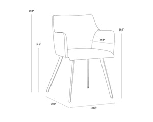 Sunpan GRIFFIN Dining Armchair - Elegant Two-Tone November Grey & Bravo Cognac for Modern Spaces 105083