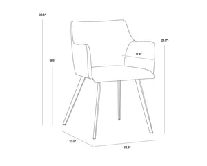 Sunpan Griffin Dining Armchair - Modern Comfort Meets Stylish Design for Any Space with Durable Iron Legs November Grey / Bravo Cognac