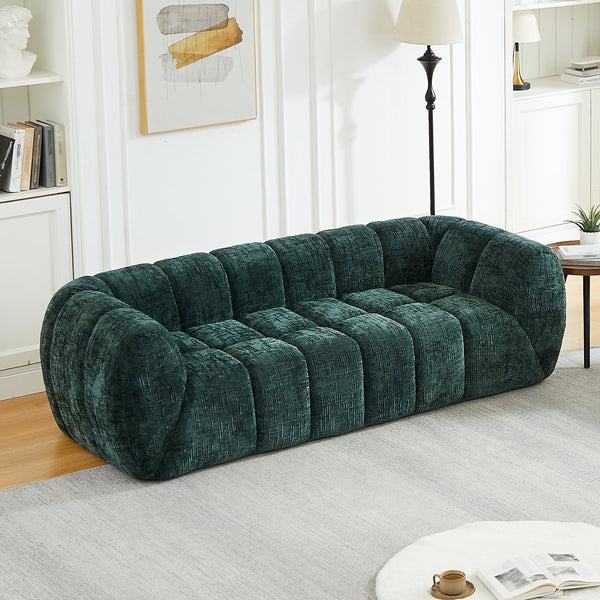 English Elm Chenille Cloud Sofa with Quilted Seat and Piano Backrest for Modern Living Spaces Green W834P442223
