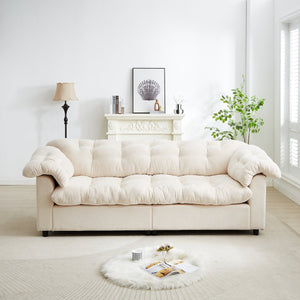 English Elm 94.8" Chenille Modern Deep Seat Sofa Plush Cloud-Like Upholstery, Solid Wood Frame, Luxurious Comfort Beige W1193S00175