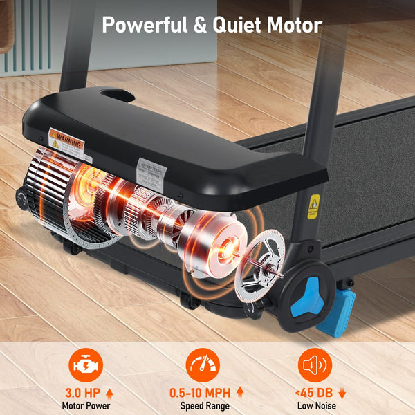 English Elm Treadmill Foldable Home Gym with 3hp Motor Incline Cushioned Belt and Bluetooth Speaker N728P337620B