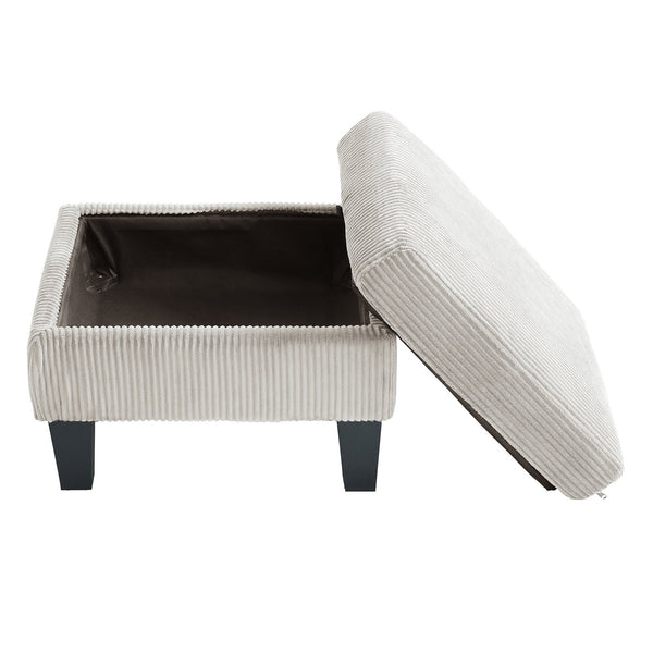 English Elm L-Shaped Corduroy Sofa with Cushioned Cashmere Comfort, Modern Luxury Design for Small Spaces Off White W2121P319094