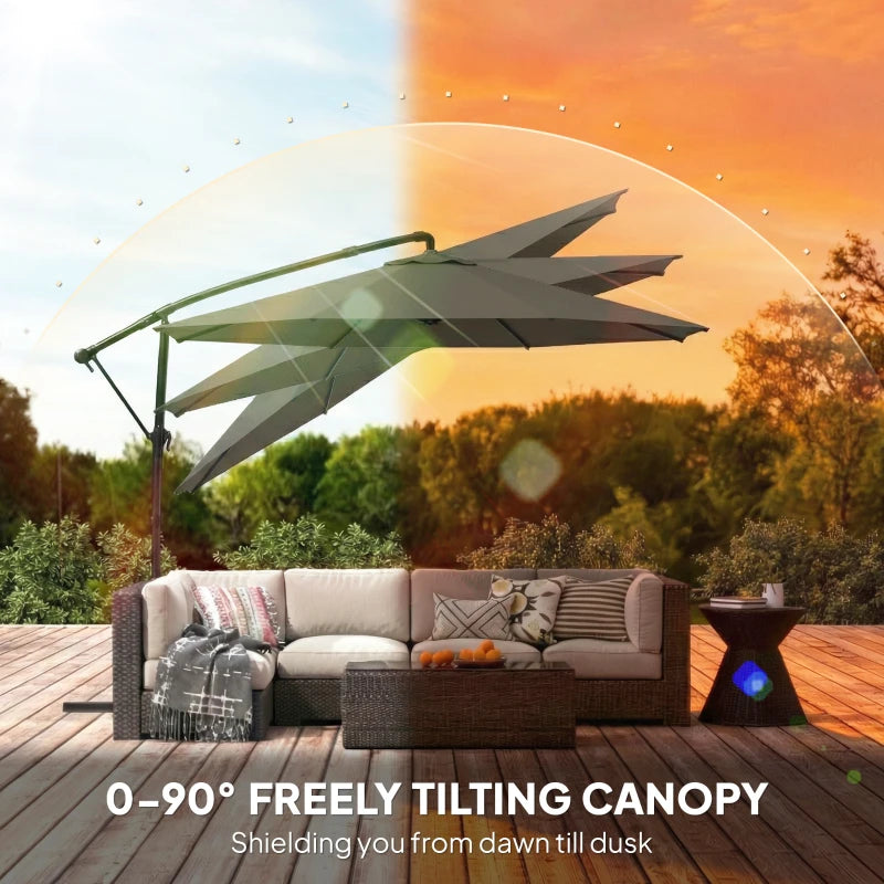 English Elm Large Offset Cantilever Patio Umbrella with 360 Rotation Tilt and Uv Protection Tan T3971P466760