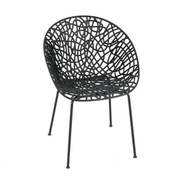 English Elm Christopher Knight Home® - Neiman Outdoor Dining Chair Set of 2 with Weather-Resistant Iron Frame and Perforated Diamond Design Black N775P256374B