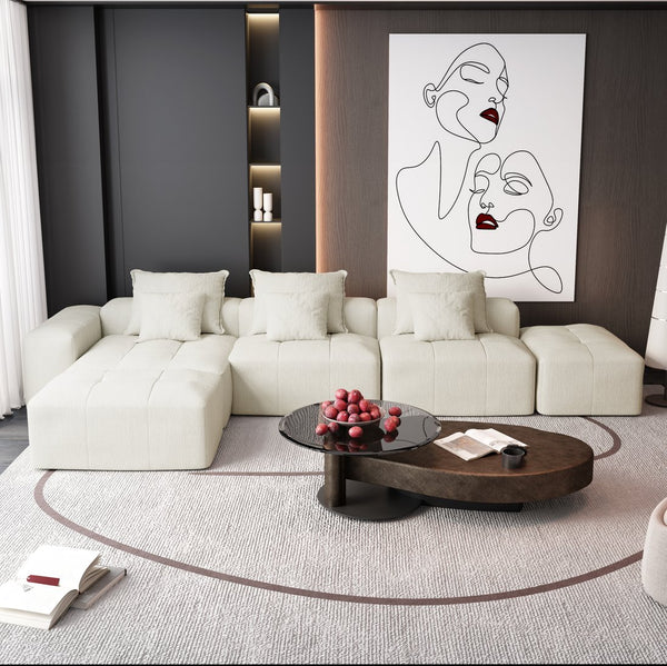 English Elm Modern Oversized Modular Sectional Sofa In Sparkling Chenille - Customizable 6-Piece Design, No Assembly! W1885S00073