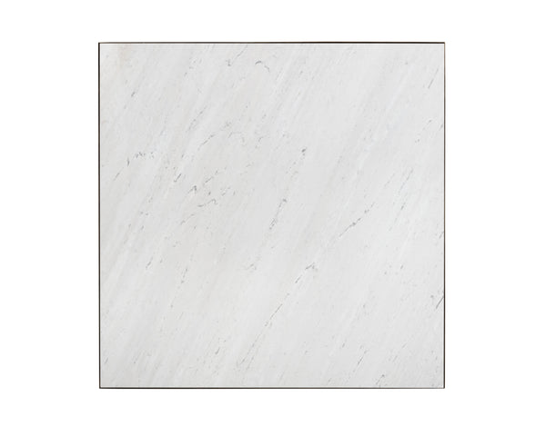 Sunpan Vero Coffee Table: Large White Volakas Marble Top with Rustic Bronze Steel Frame for Stunning Style