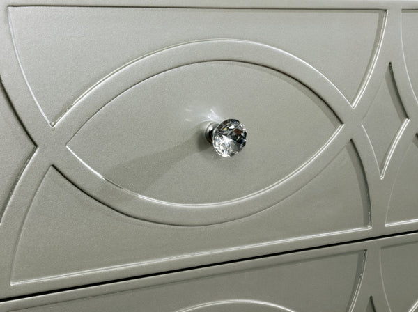 English Elm Contemporary Modern Two-Tone Chest with Concealed Pulls, High-Gloss Finish and Asymmetric Design Silver 40 L x 22 W x 52 H B2741P387140