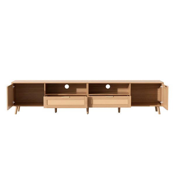 English Elm Rattan Door Media Console with Pine Legs Modern Farmhouse Tv Stand for Large Living Rooms N710P365030P