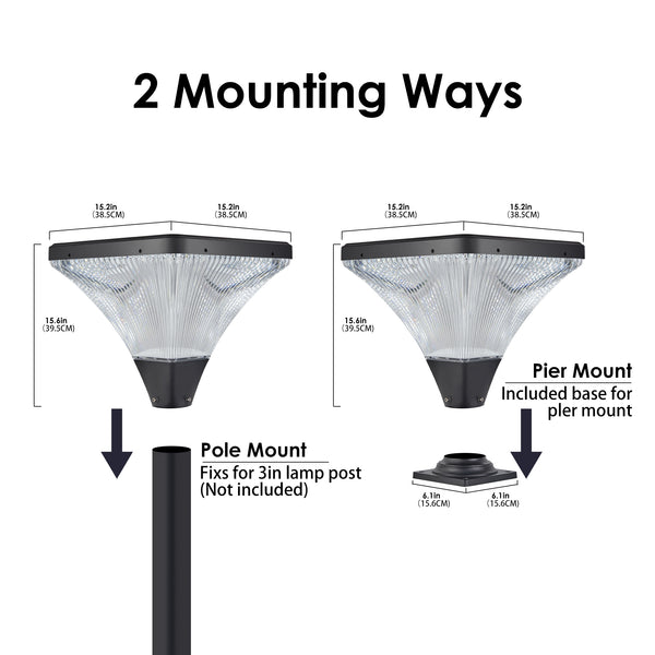 English Elm 15" Solar Outdoor Post Light LED with Remote, Dimmable Timer & Weatherproof Design for Garden Pathway W1340P181973