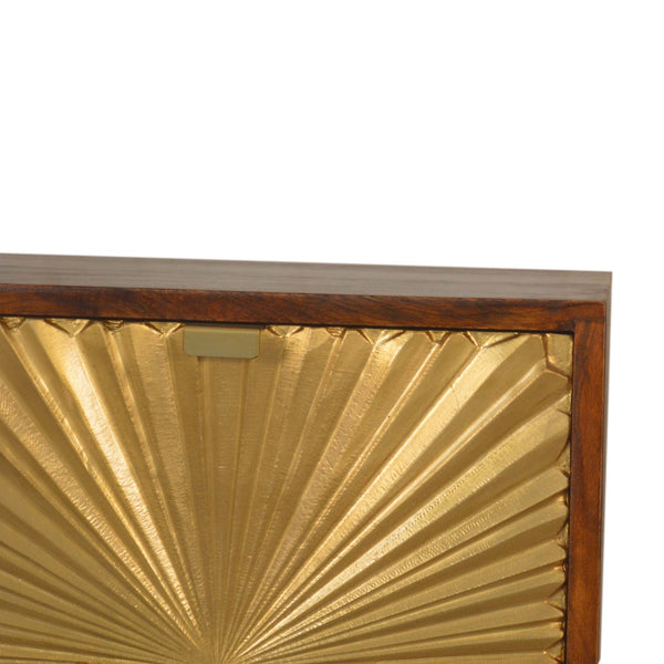 English Elm Solid Mango Wood Nightstand with Brass Pulls Two Drawers Chestnut Nordic Bedroom B182P233805