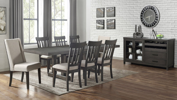 English Elm Steve Silver - Napa Dark Brown Side Chair Set of 2 — Hardwood Bentwood Schoolhouse Design, Linen Upholstery Comfort B081P156935