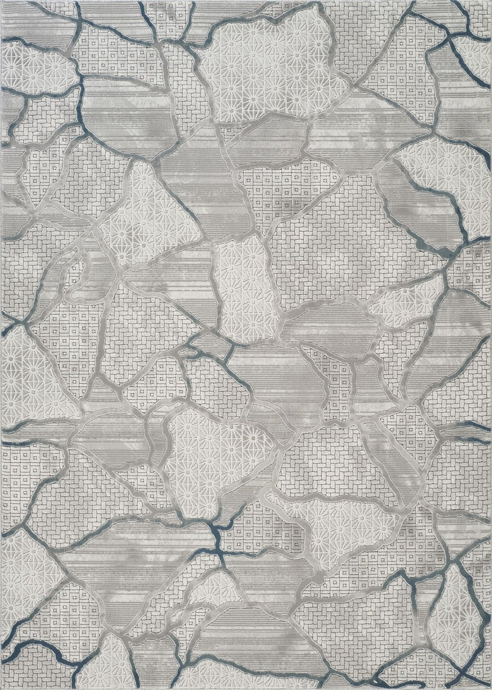 English Elm Geometrix Ivory & Gray 5X7 Modern Area Rug - Soft, Durable, Stain-Resistant For High-Traffic Spaces B186P316835