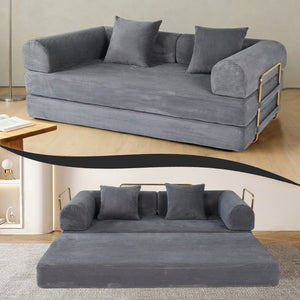 English Elm 2-in-1 Foldable Cloud Sofa Bed Plush Faux Fur Memory Foam Sleeper for Apartments W3422S00004