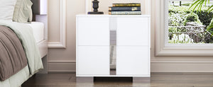 English Elm Elegant Nightstand with Metal Feet and Two Spacious Drawers for Stylish Bedroom and Living Rooms White 28.75 L x 17.75 W x 7.75 H N733P307938W