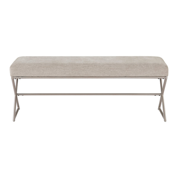 English Elm Contemporary Plush Chenille Upholstered Bench with X-Frame Metal Base, 48" Seat, Modern Entryway Seating Champagne,taupe 50.5 L x 18.5 W x 11.25 H B011P361969