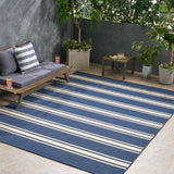 Christopher Knight Home® Cabana Outdoor Stripe Rug - Navy/Ivory - 7'10