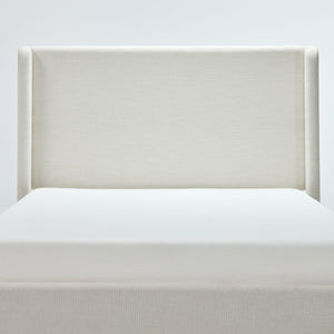 English Elm Carmen Wingback Queen Platform Bed Ivory Chenille Upholstered 54 Inch Tall Headboard B191P465408