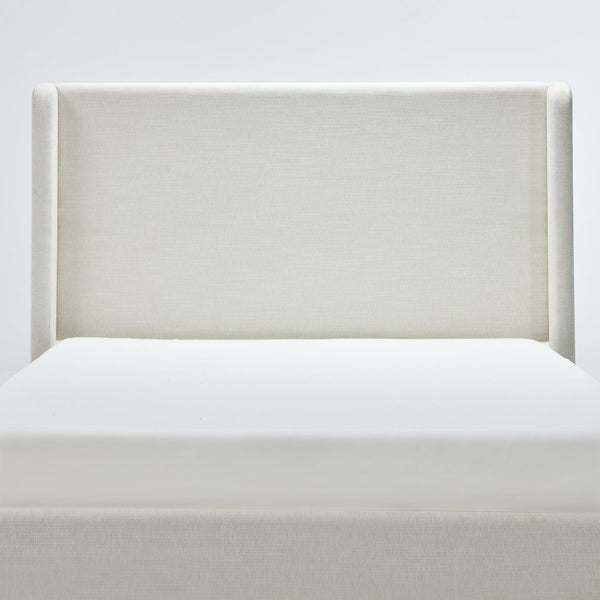 English Elm Carmen Wingback Queen Platform Bed Ivory Chenille Upholstered 54 Inch Tall Headboard B191P465408