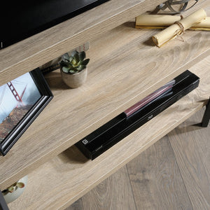 English Elm Console, Brown finish 43.7" Engineered Wood Table with 1" Thick Shelves, Powder-Coat Metal Frame, No-Tool Assembly B356P367934