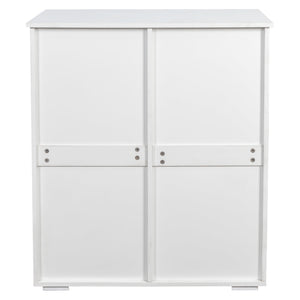 English Elm Laundry Sorting Cabinet with Two Hamper Bags Two Drawers and Melamine Finish W331P373959