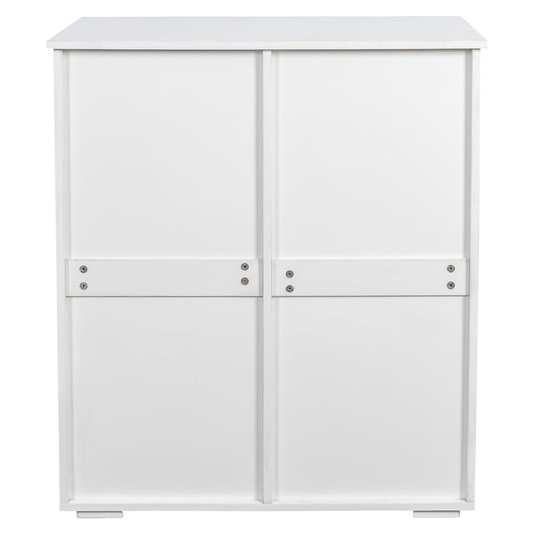 English Elm Laundry Sorting Cabinet with Two Hamper Bags Two Drawers and Melamine Finish W331P373959
