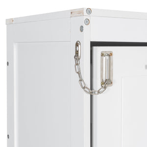 English Elm Queen Murphy Cabinet Bed with Sofa Foldaway, Built-In Shelves, LED Lighting, Space-Saving Beige N7090000603A