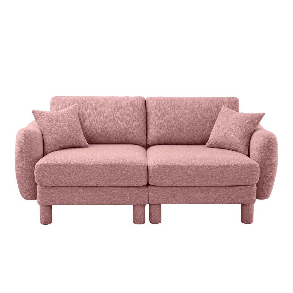 English Elm Boucle 2-Seater Loveseat Sofa With Chic Shell Armrests & Soft Pink Upholstery For Cozy Spaces W3041S00290