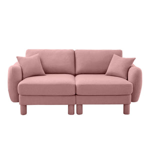 English Elm Boucle 2-Seater Loveseat Sofa With Chic Shell Armrests & Soft Pink Upholstery For Cozy Spaces W3041S00290