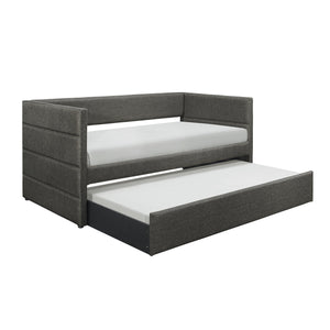 English Elm Modern Daybed with Trundle Dark Gray Upholstered Twin-Size Sleep Space Wooden Frame Stylish Versatile B011S01507