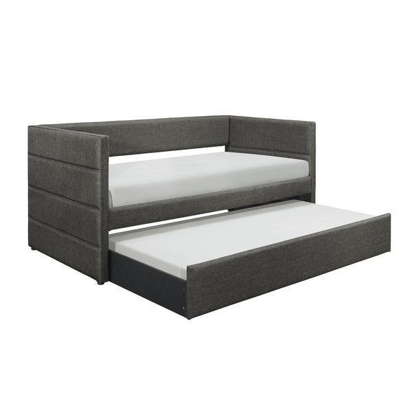 English Elm Modern Daybed with Trundle Dark Gray Upholstered Twin-Size Sleep Space Wooden Frame Stylish Versatile B011S01507