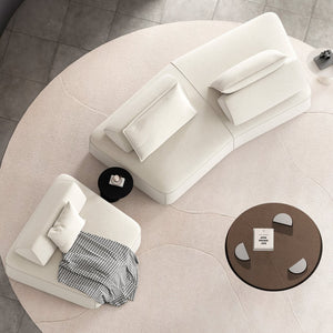 English Elm 139" Modern Oversized Modular Sectional Sofa Set - Fluffy Chenille Upholstery, Deep Seats, Removable Backrests, Plush Pillows, No Assembly Required Beige W3219S00001