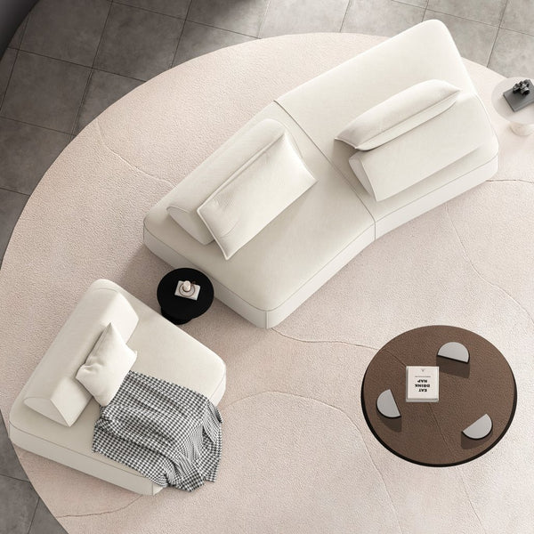 English Elm 139" Modern Oversized Modular Sectional Sofa Set - Fluffy Chenille Upholstery, Deep Seats, Removable Backrests, Plush Pillows, No Assembly Required Beige W3219S00001
