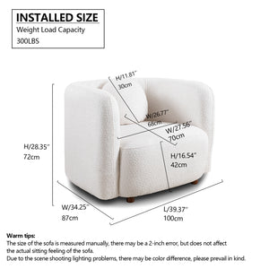 English Elm Accent Boucle Upholstered Cloud Armchair Japandi Minimalist Lounge Seat for Living Room W2664P407034