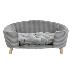 English Elm Elevated Pet Sofa with Corduroy Upholstery Rubberwood Legs and Supportive Foam for Small Dogs Grey N779P395017G