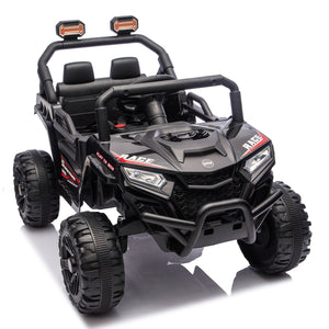 English Elm 12v Kids Electric Utv with 4-wheel Suspension Anti-collision Bar and 2-hour Battery Black W1578P343329