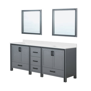 English Elm Dark Grey Double Bath Vanity 84" W With Cultured Marble Top & 34" Mirrors For Elegant Storage Solutions B2731S00943