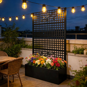 English Elm Metal Raised Garden Bed with Integrated Trellis for Patio Privacy and Climbing Plants W1586P455883