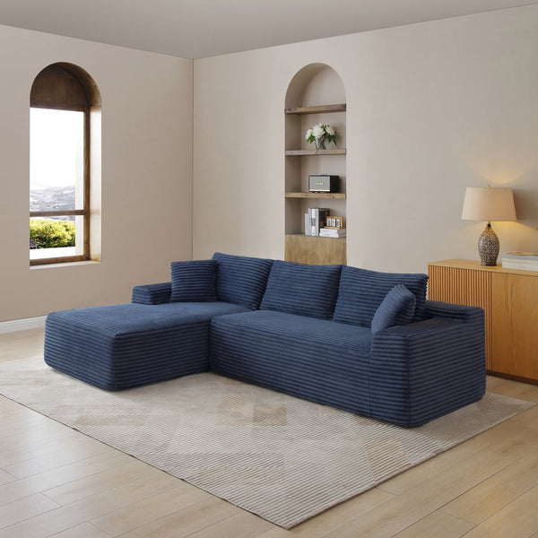English Elm 105'' Modular Cloud Sectional with Deep Corduroy Cushions for Living Room Lounging W1117S00334