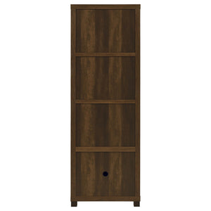 English Elm Vivek Dark Pine Engineered Wood Media Tower with 3 Open Shelves & Lower Cabinet, Rustic Storage B062P375530