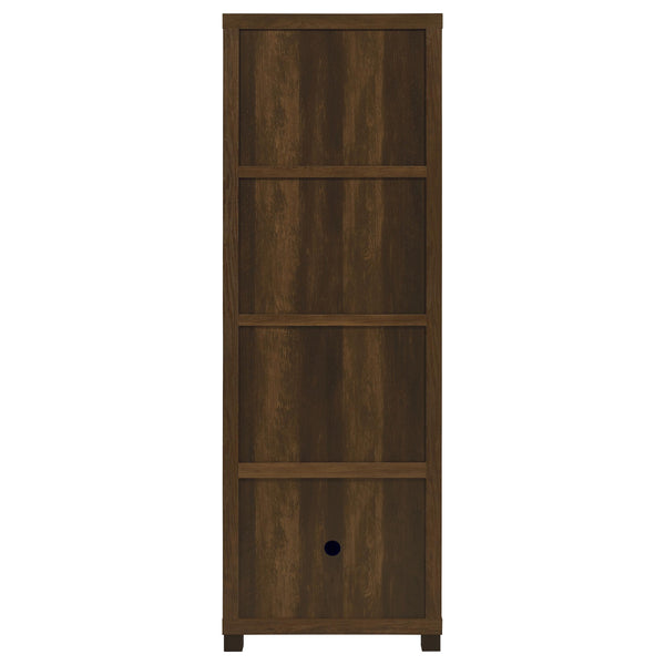 English Elm Vivek Dark Pine Engineered Wood Media Tower with 3 Open Shelves & Lower Cabinet, Rustic Storage B062P375530