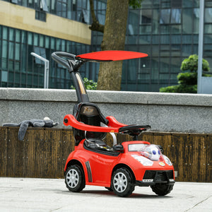 English Elm Qaba 3 in 1 Toddler Ride on Push Car with Canopy Robot Theme and Music Red W2225P229328