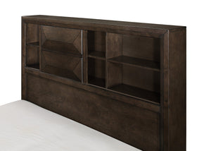 English Elm Contemporary Queen Platform Bed Bookcase Headboard Footboard Storage Espresso Finish B011S01250