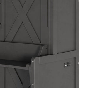 English Elm Full Murphy Bed with Fold Down Desk Led Lighting and Usb Port for Studio Spaces Dark Gray W1580S00455