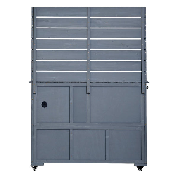English Elm (assembly Video) Topmax Solid Fir Outdoor Potting Bench Grill Cart with Hutch Storage Gray N717P404333E