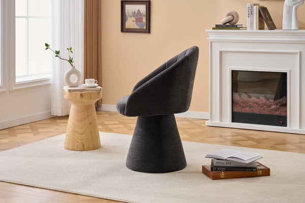English Elm 068-chenille Swivel Accent Armchair Sculptural Curved Back Upholstered Living Room Seat Gray W527P438695