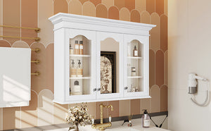 English Elm 40" Medicine Cabinet with Mirror, 6 Adjustable Shelves, Wall-Mounted Bathroom Organizer, White Modern Design N710P264317K
